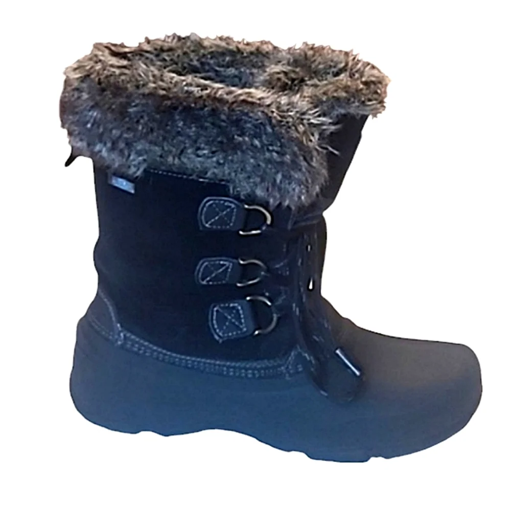 Khombu The Slope Snow Duck Boot Faux Fur Leather Rubber Sole Lace Up Water Proof